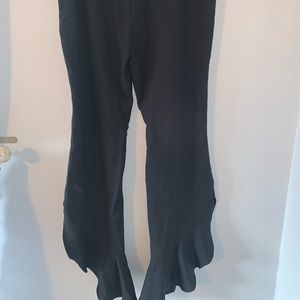 Black Ruffle-Bottom Dress Pants
